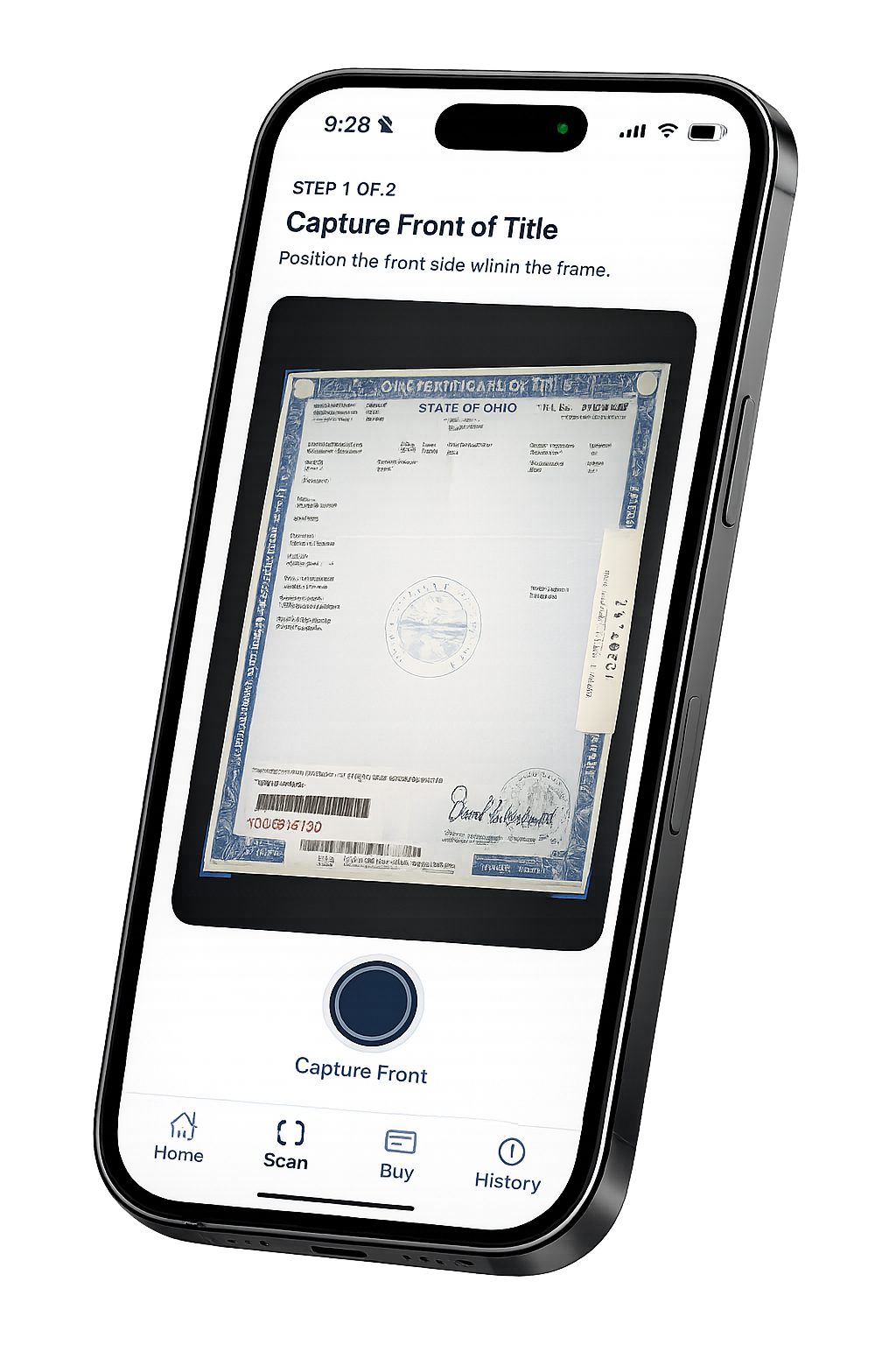 TitleChex app: scan the front of a vehicle title with your phone